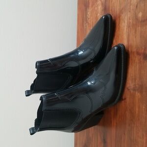 Sam Edelman Patent Black Composition Leather Winona Rain Boots 8M